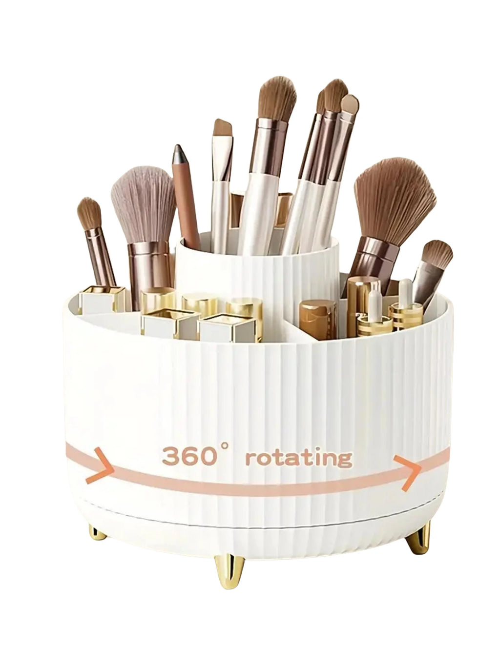 360° Rotating Makeup Organizer 5 Compartments Plastic Cosmetic Storage