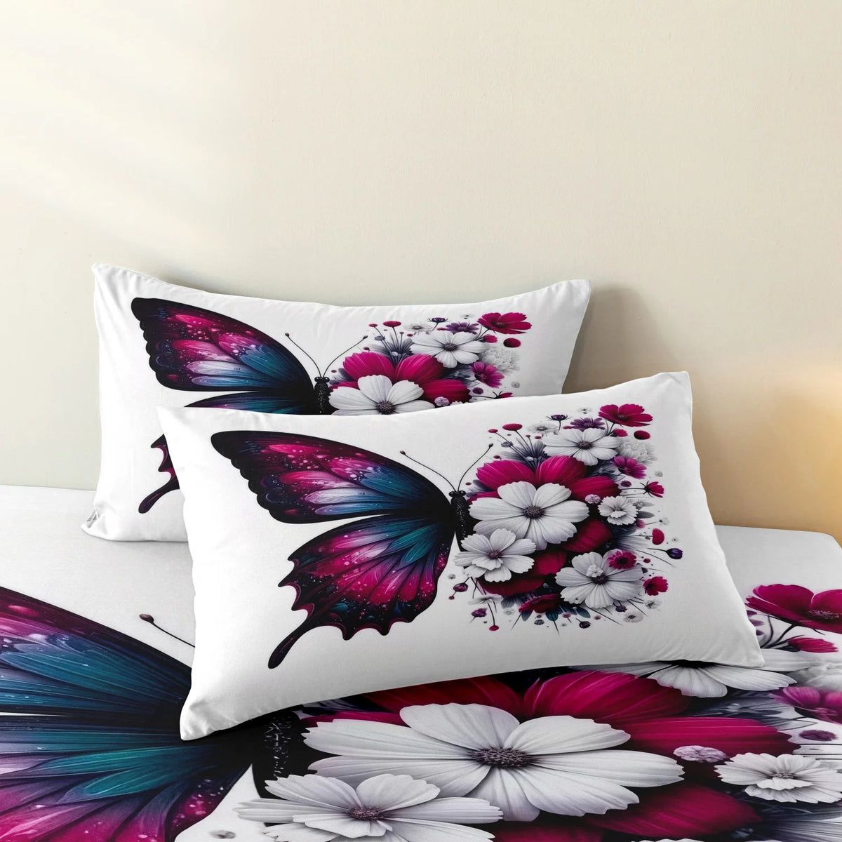 Butterfly Print Polyester Duvet Cover Set