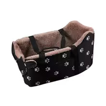 Portable Paw Print Small Dog Cat Car Booster Seat Carrier