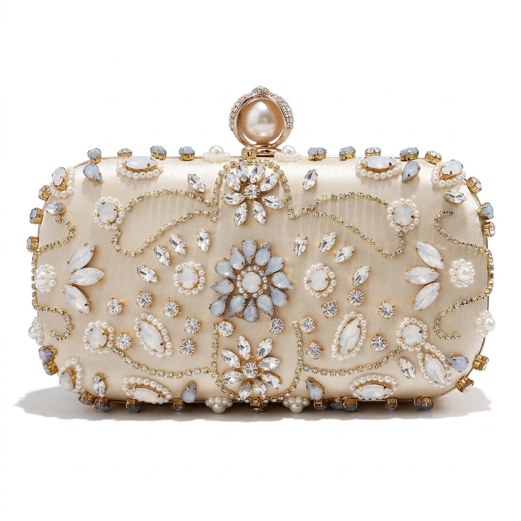 Women's Luxury Pearl Beading Evening Clutch Bag