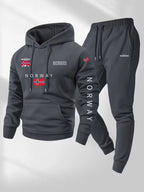 Men's Cartoon Letter Print Hoodie and Pants Set