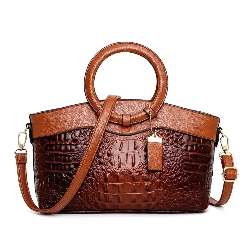 Women's Crocodile Pattern Handbag Shoulder Tote Bag H303-2