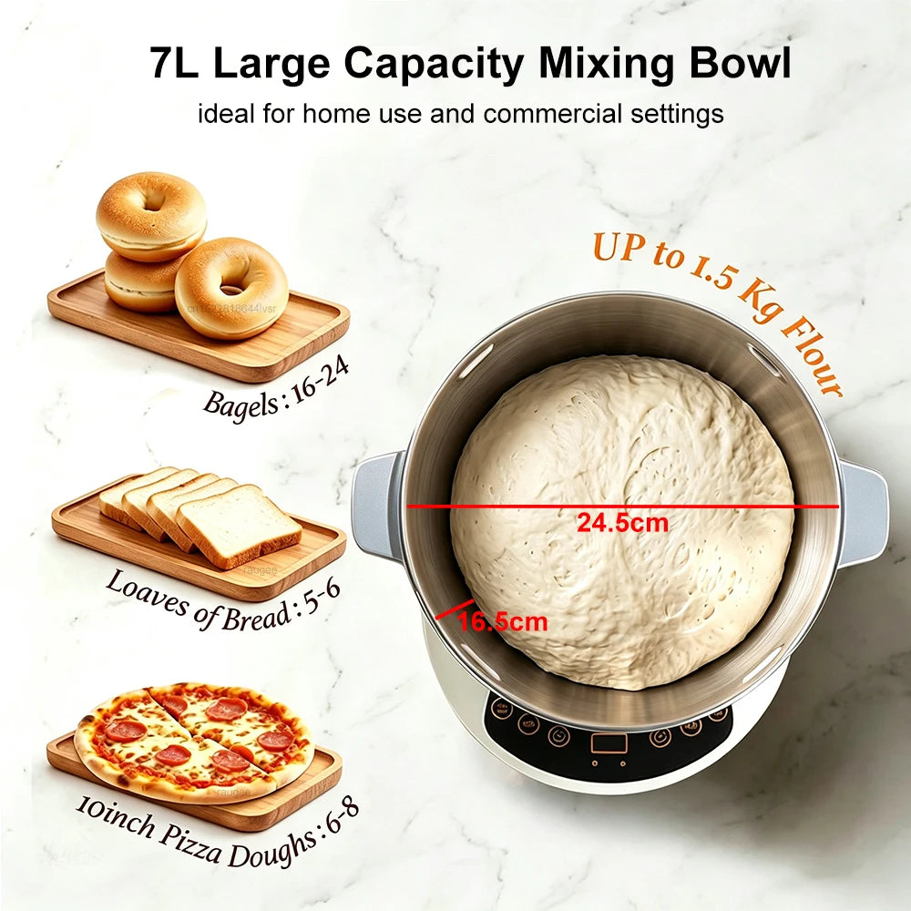 Electric Dough Mixer and Kneader with Fermentation 200W