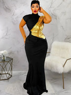Women's Elegant Dashiki Short Sleeve Maxi Dress
