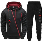 Men's Letter Print Zip Hoodie and Jogger Pants Set