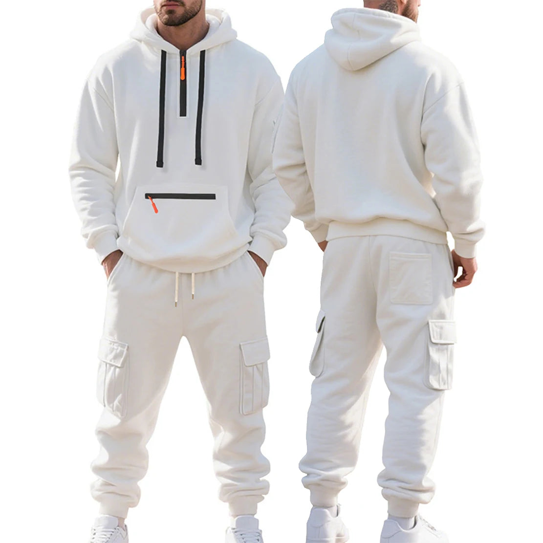 Men's Heavyweight Fleece Half-Zip Sweatshirt and Pants Two-Piece Set