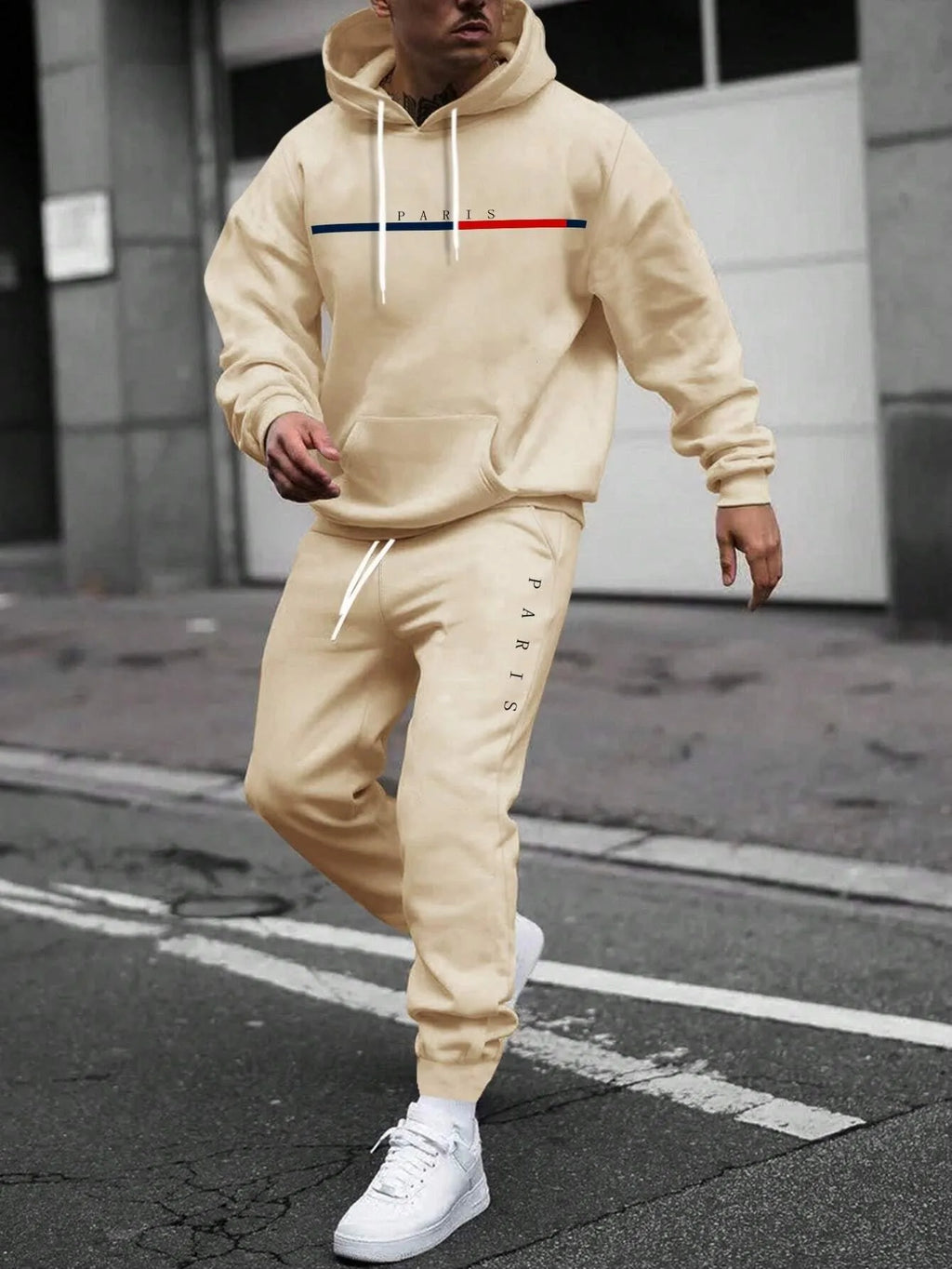 Men's Hooded Pullover and Sweatpants Two-Piece Set