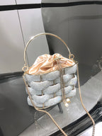 Women's Luxury Rhinestone Bucket Evening Clutch Bag