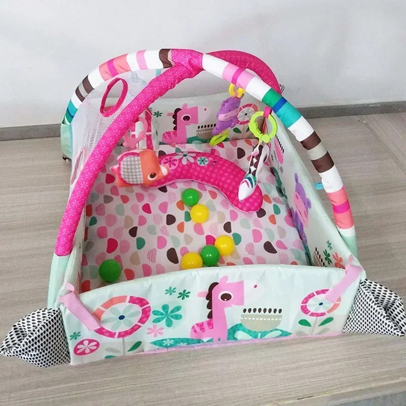 Baby Crawling Play Mat with Educational Fitness Frame