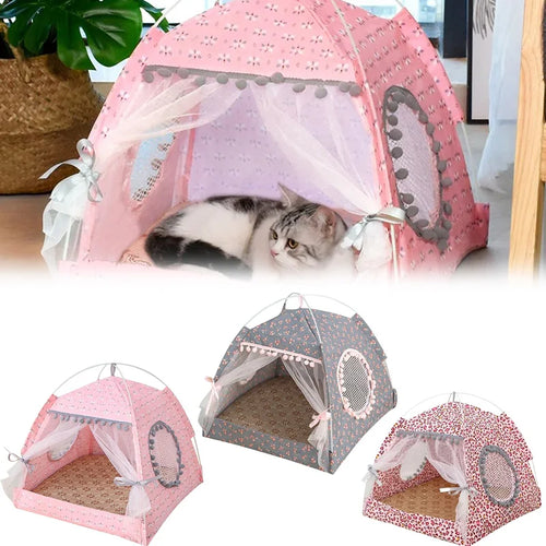 Cute Foldable Tent Bed House for Cats Dogs