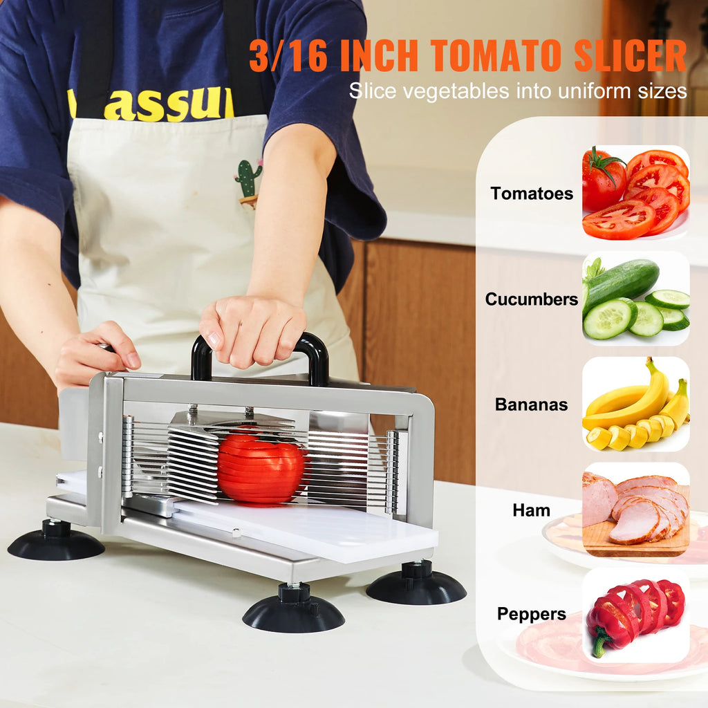 Heavy Duty Stainless Steel Manual Tomato Slicer 3/16 Inch