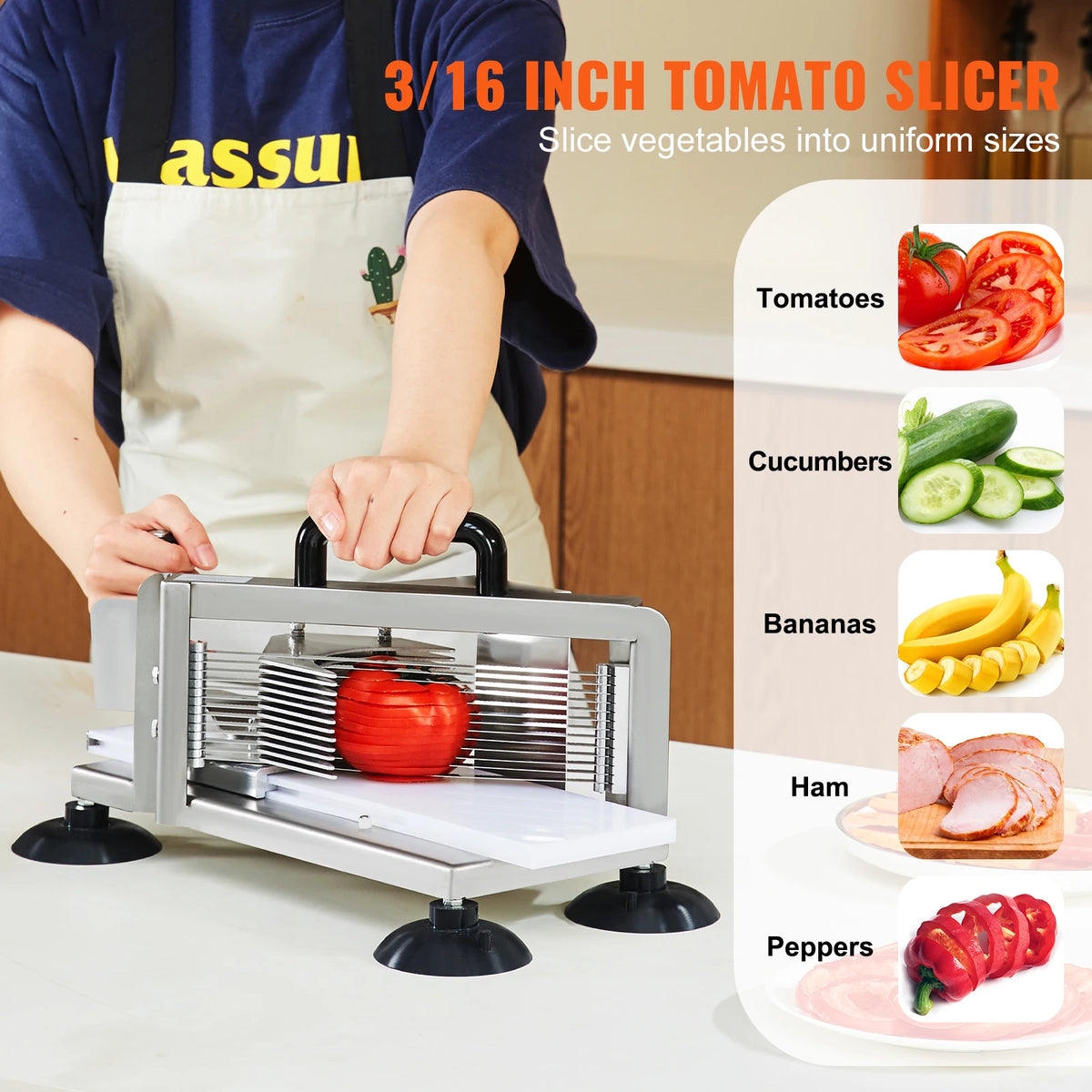 Heavy Duty Stainless Steel Manual Tomato Slicer 3/16 Inch