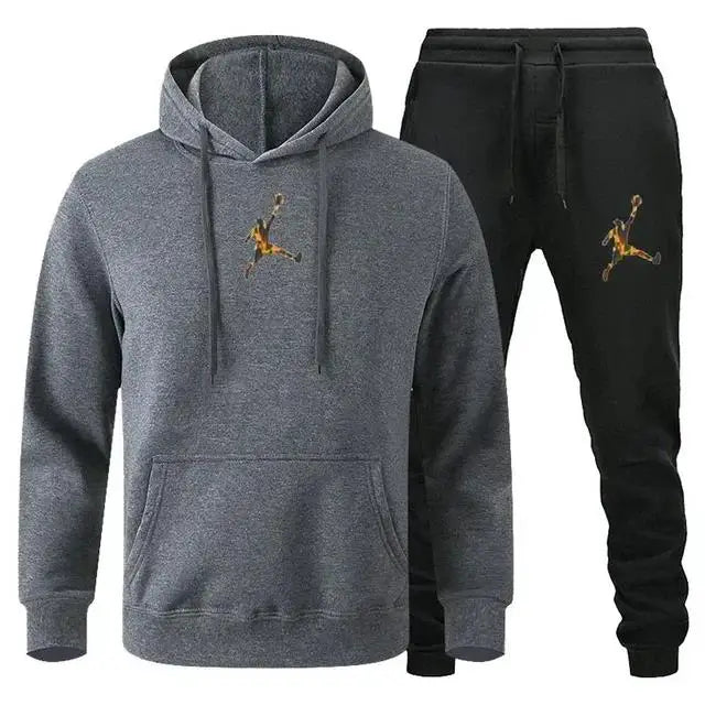Men's Hooded Pullover and Jogger Pants Two-Piece Set
