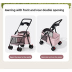 Foldable Breathable Mesh Pet Stroller for Cats Dogs