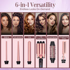 5-in-1 Interchangeable Curling Iron Set with 3 Barrel Crimper