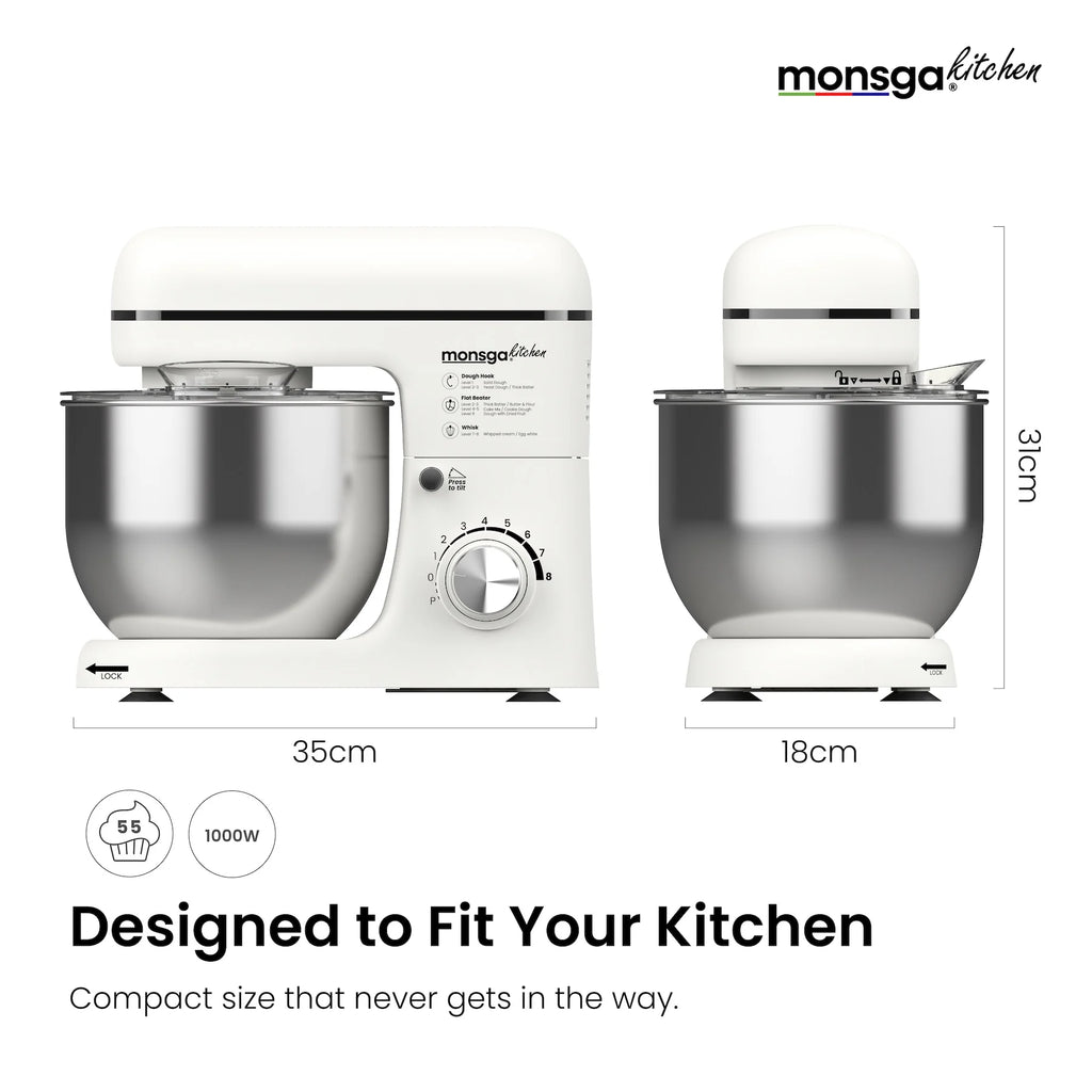 Electric 8-Speed Tilt-Head Stand Mixer and Blender 1000W