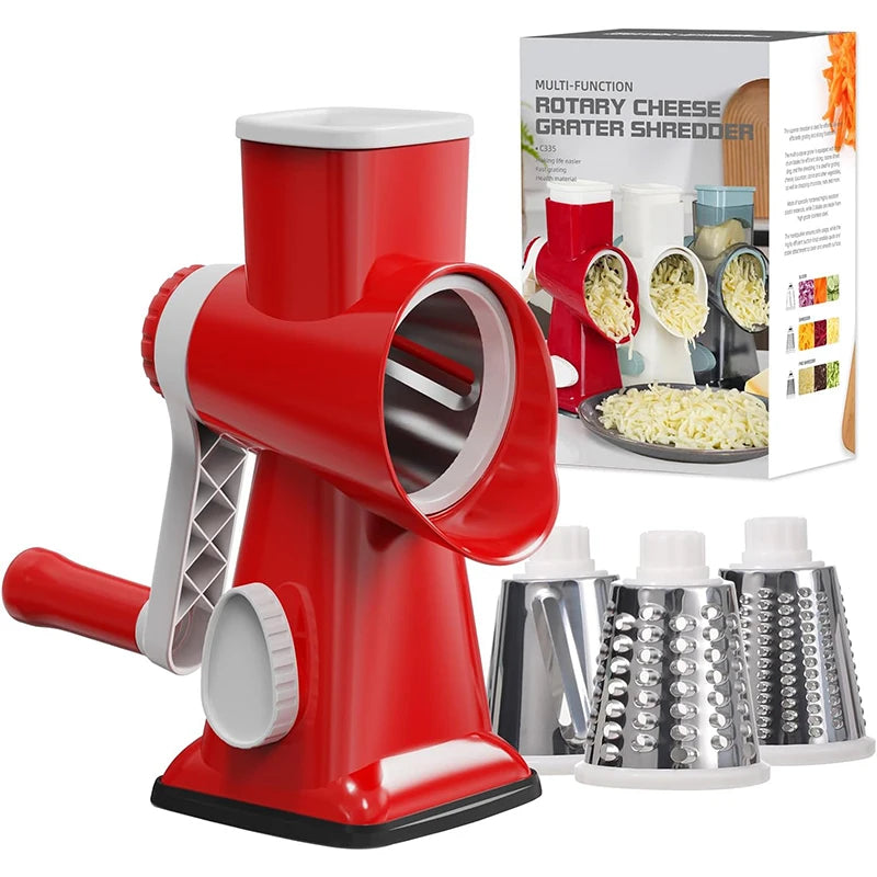 3-in-1 Manual Rotary Cheese Grater and Vegetable Slicer JT242