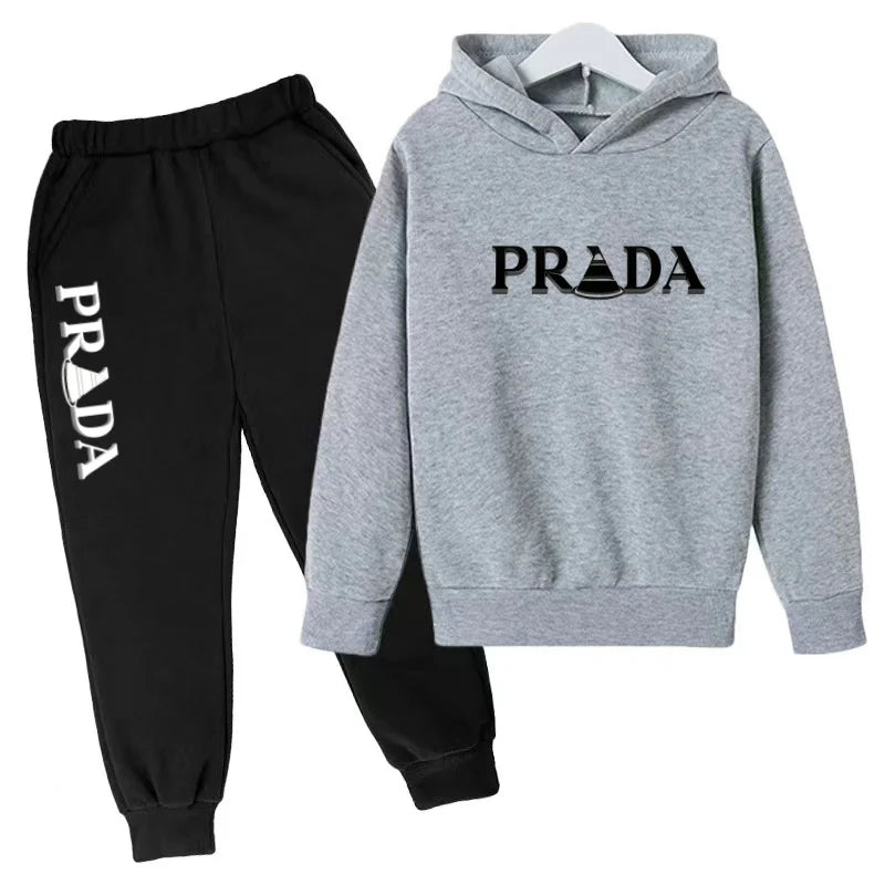 Kids' Printed Hooded Sweatshirt and Pants 2-Piece Set