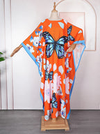 Women's African Traditional Dashiki Print Chiffon Maxi Dress