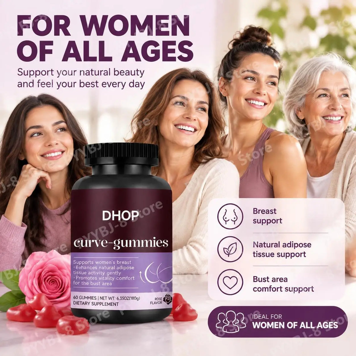 Kudzu Root and Genistein Breast Support Dietary Supplement Gummies