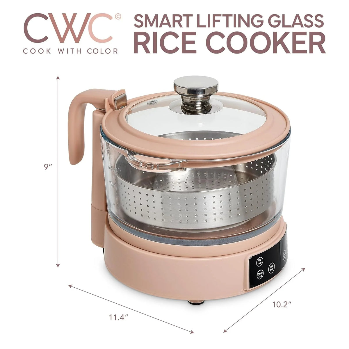 3L Glass Low Carb Rice Cooker with Auto Lift Filter Basket