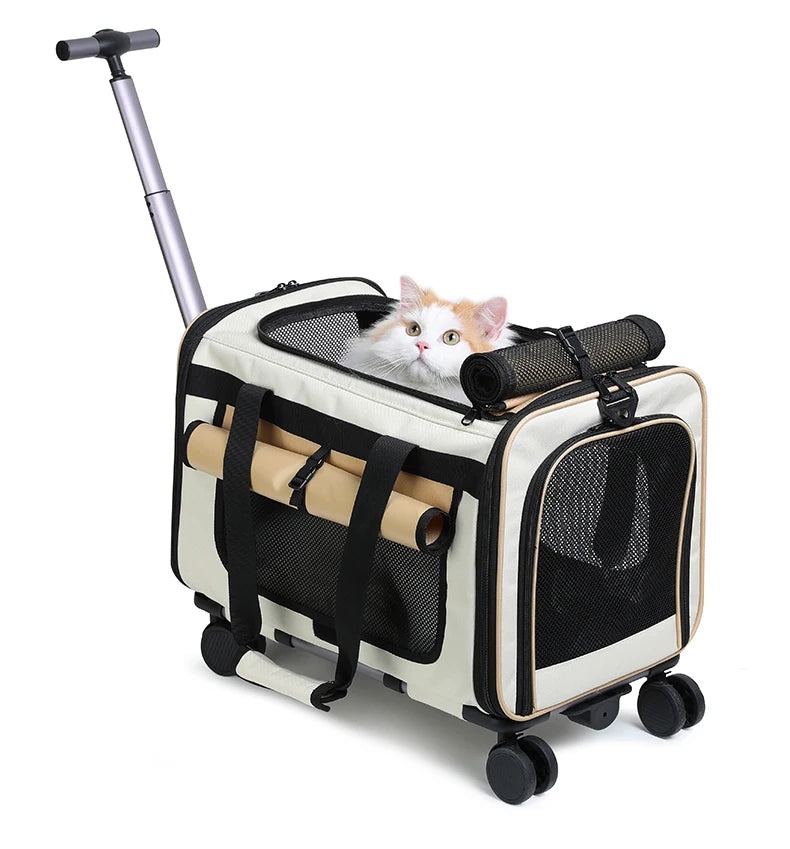Large Capacity Pet Trolley Travel Carrier Bag for Dogs Cats