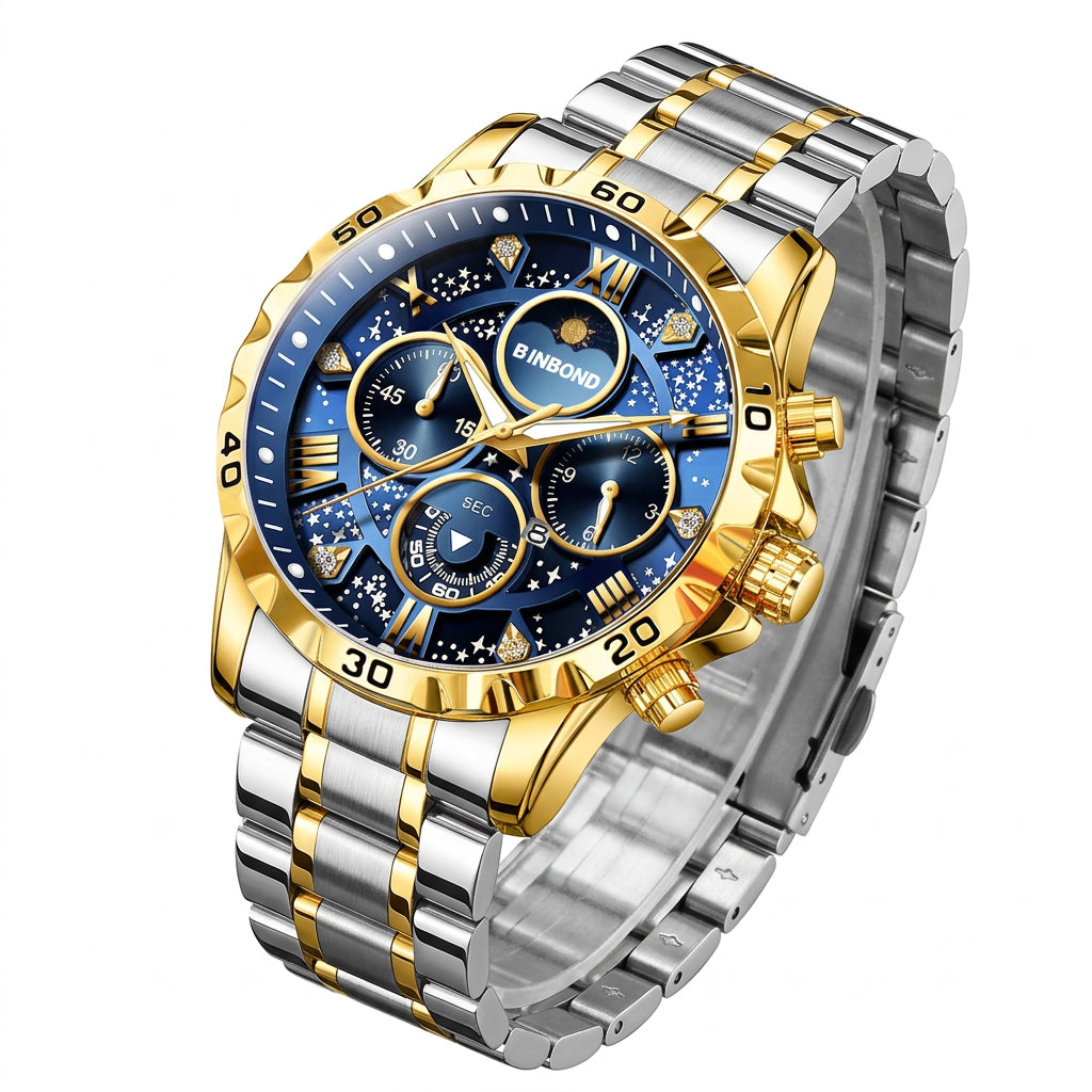 Men's Luminous Chronograph Stainless Steel Quartz Watch