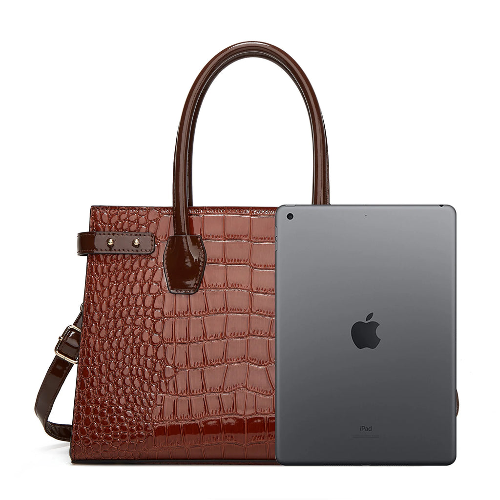 Women's Crocodile Pattern PU Leather Crossbody Shoulder Tote Bag
