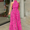 Women's Printed Sash-Tie Off-Shoulder Sleeveless Jumpsuit