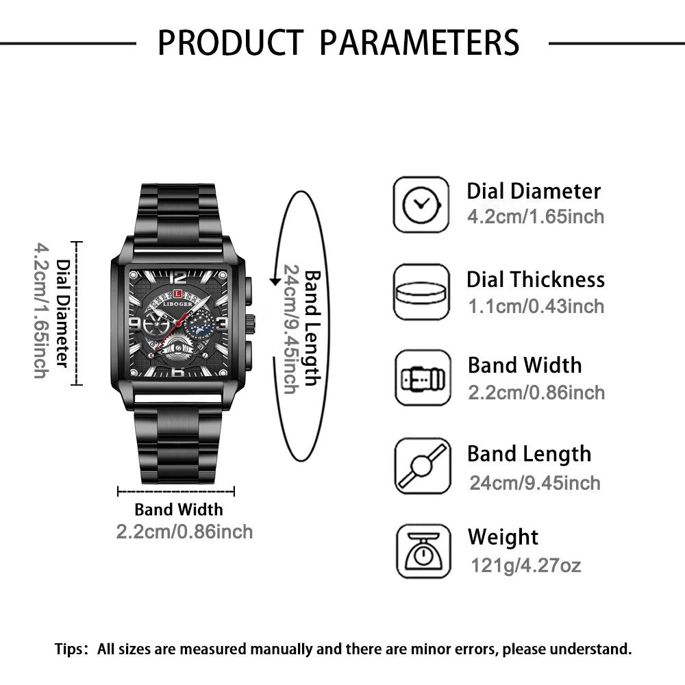 Men's Fashion Vintage Square Quartz Wristwatch