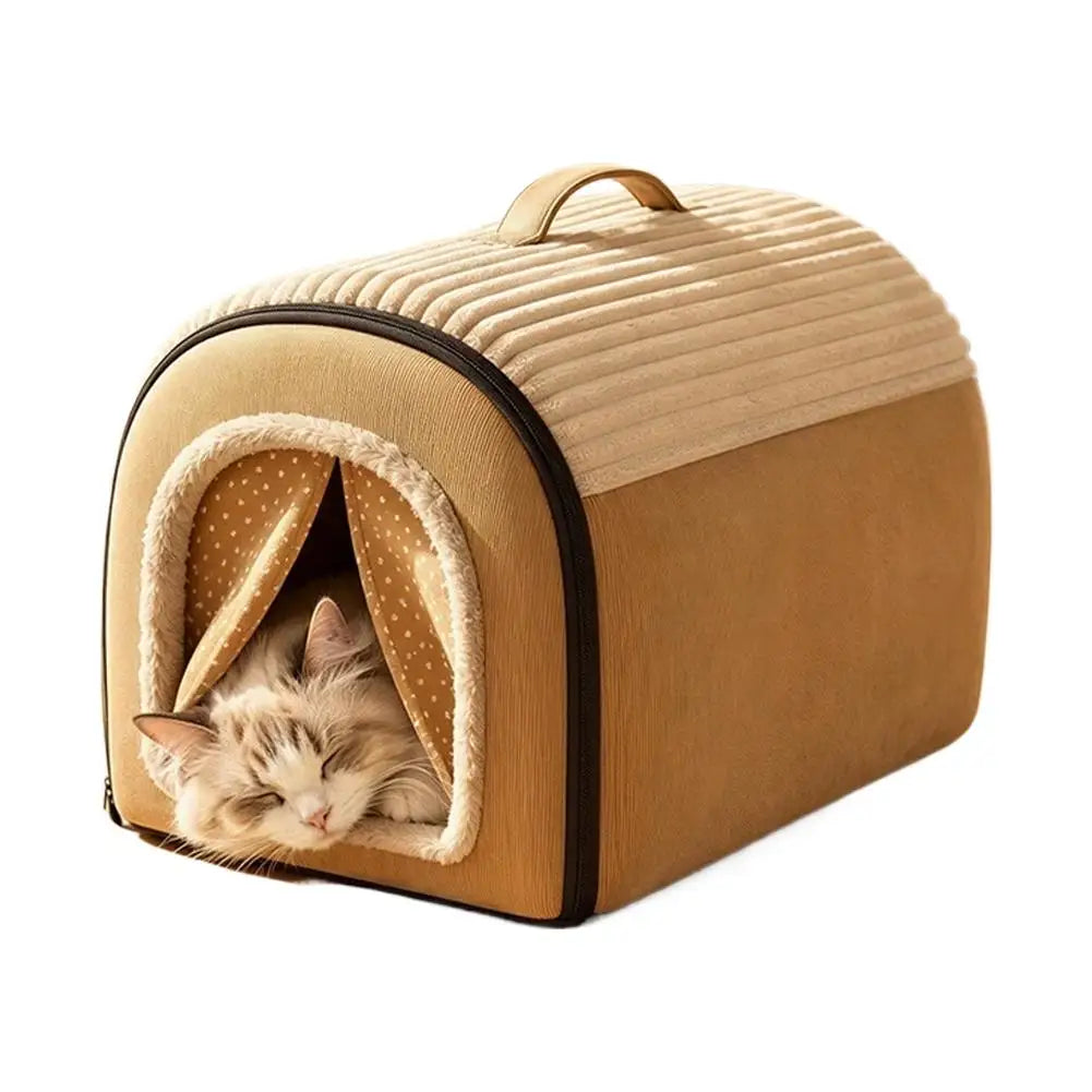 Cartoon Warm Enclosed Cat Bed Removable Washable Cushion
