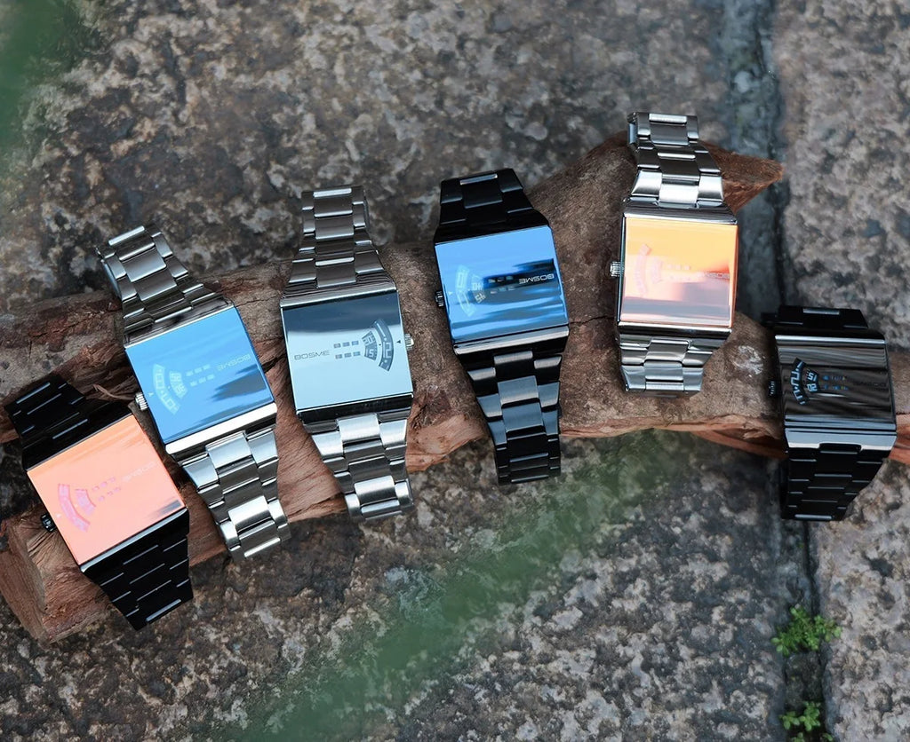 Men's Fashion Square Stainless Steel Quartz Wristwatch