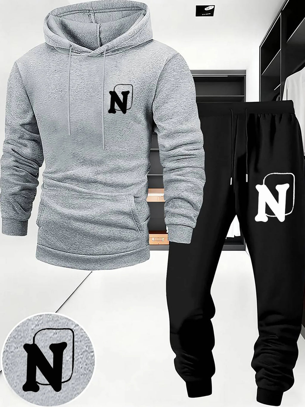 Men's Graphic Print Hoodie and Jogger Tracksuit Set