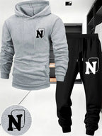 Men's Graphic Print Hoodie and Jogger Tracksuit Set
