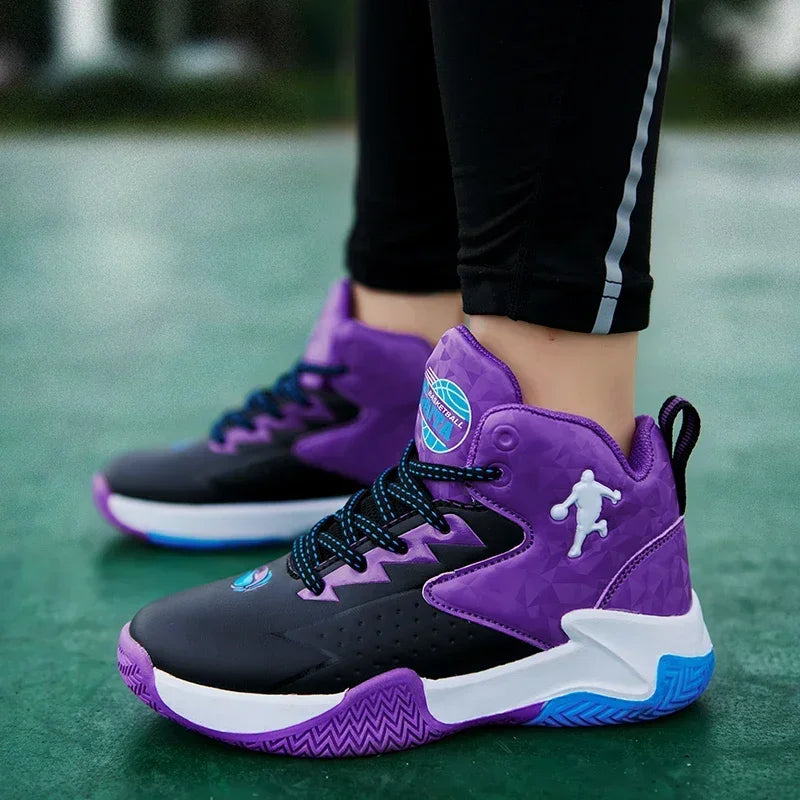 Kids' Breathable Non-Slip Lace-Up Basketball Sneakers
