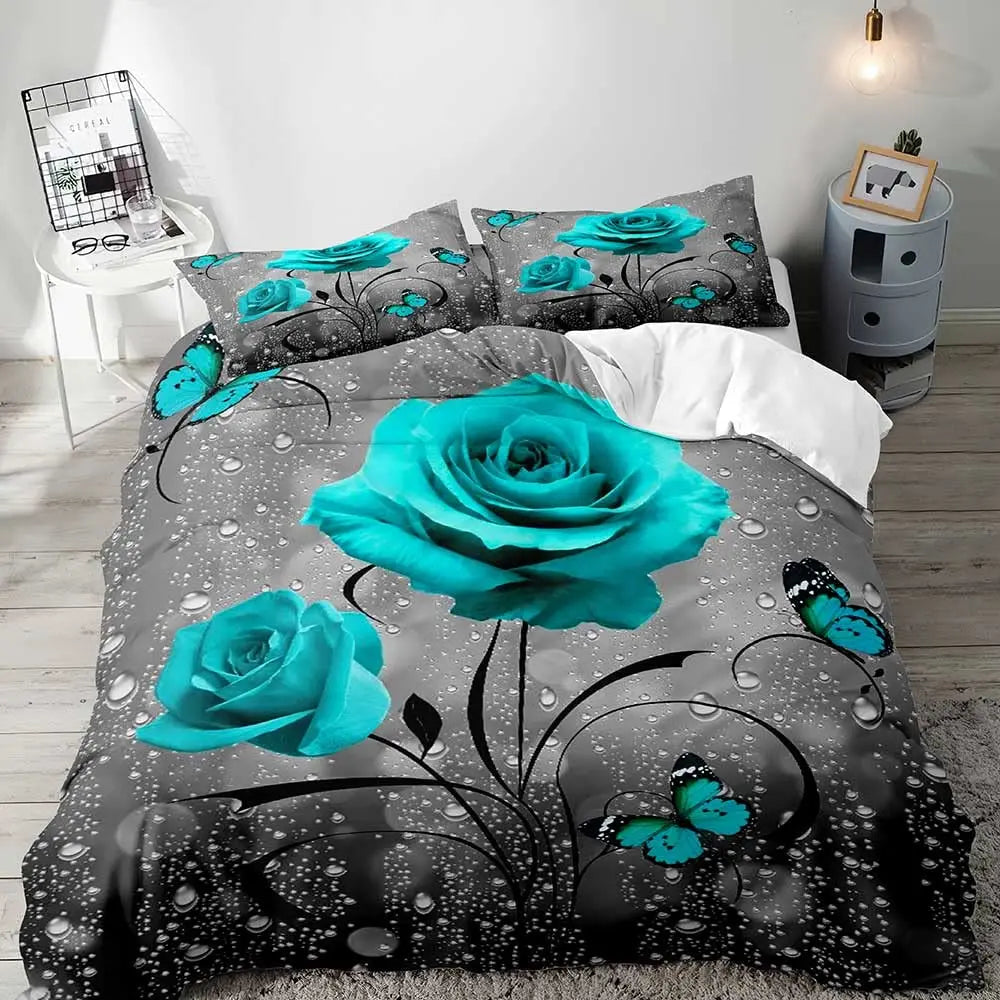 Gothic Floral Duvet Cover Set with Pillowcases