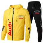 Men's Zip-Up Hooded Sweatshirt and Pants Two Piece Set