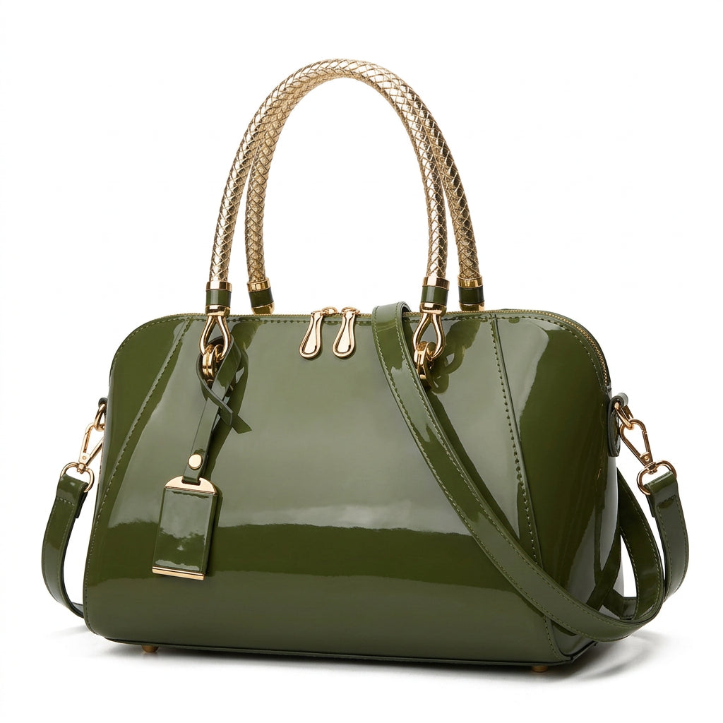 Women's Solid Color PU Leather Handbag Shoulder Tote Bag