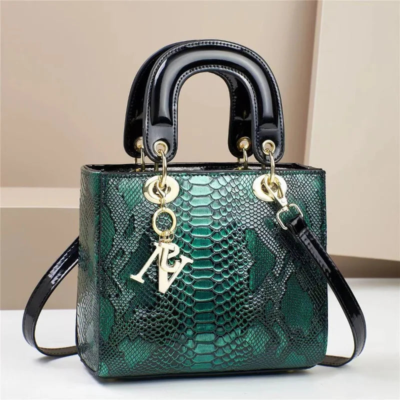 Women's Crocodile Pattern Box Shoulder Crossbody Bag