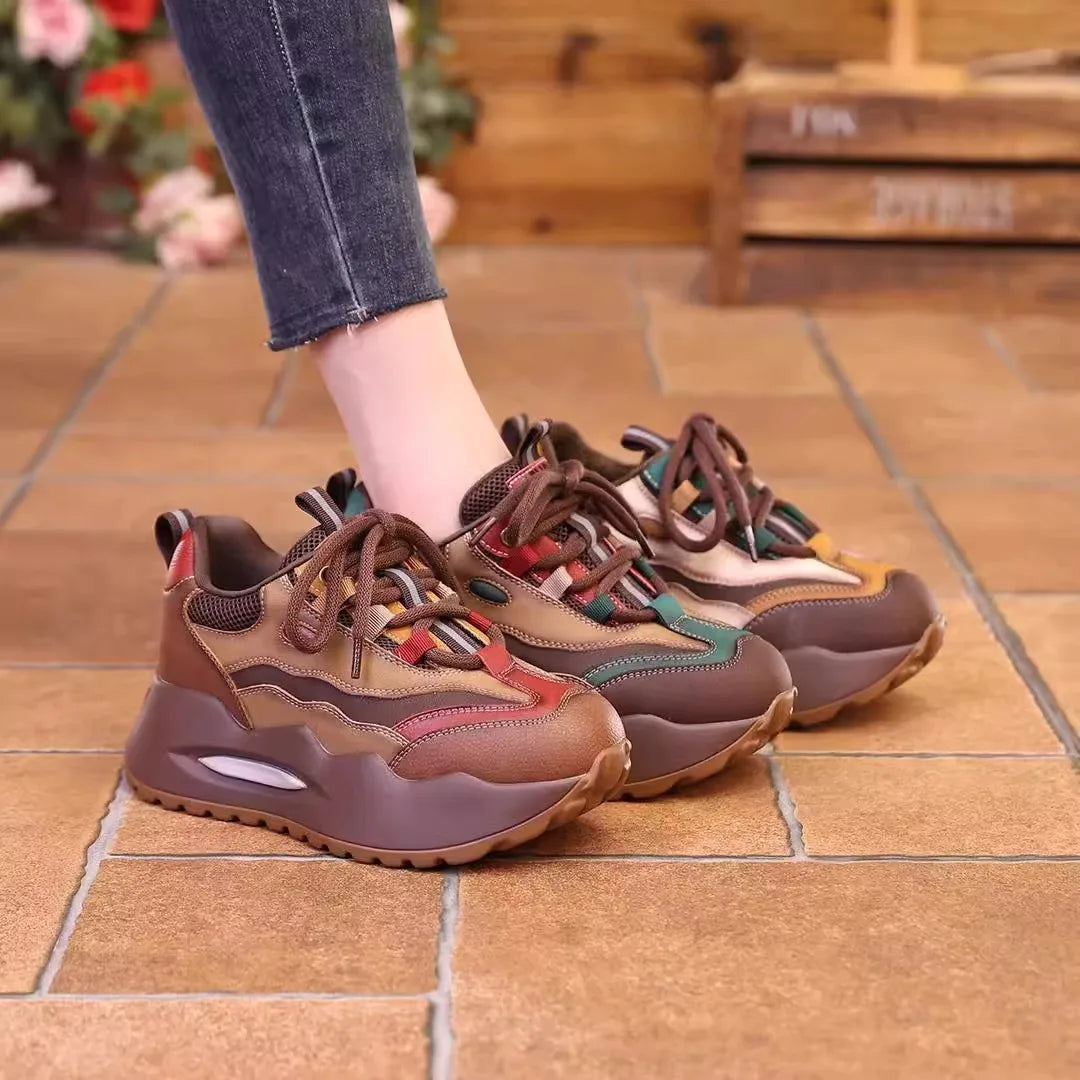 Women's Casual Color Block Thick Sole Sports Shoes