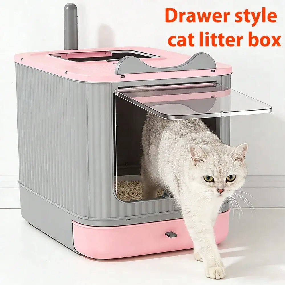 Large Top Entry Enclosed Cat Litter Box for Cats