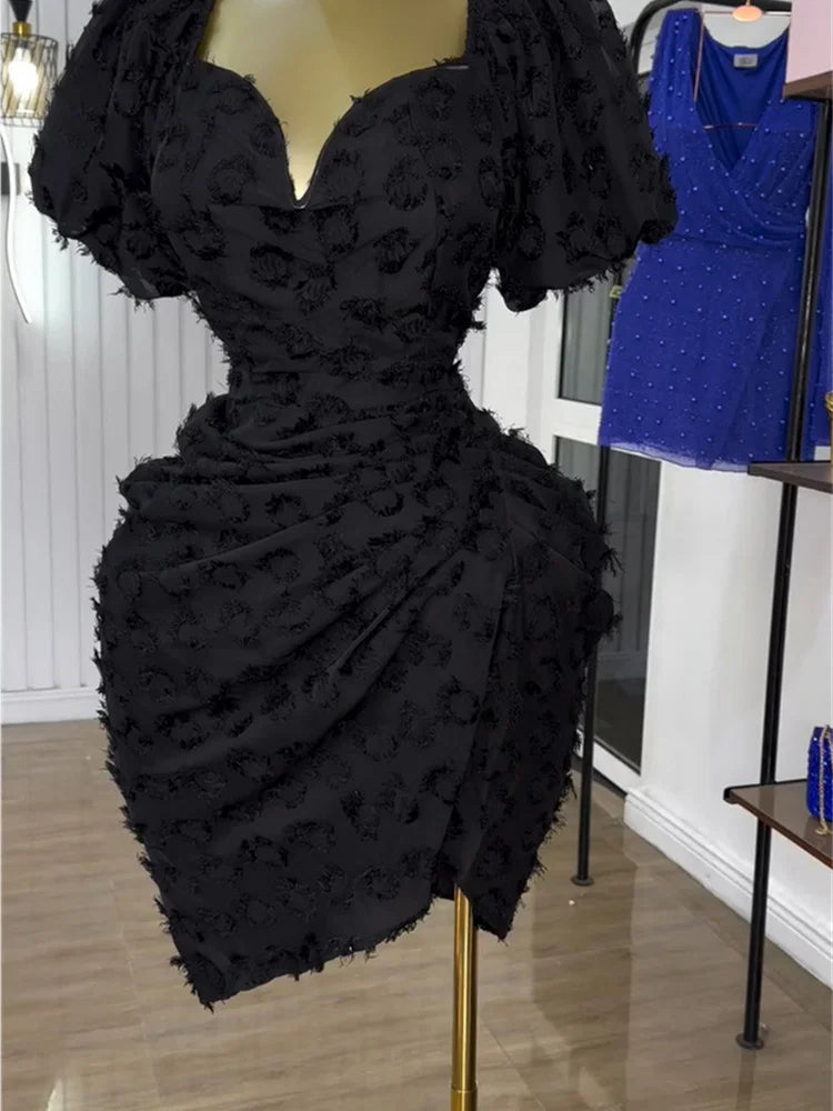 Women's V Neck Bodycon Draped Party Mini Dress