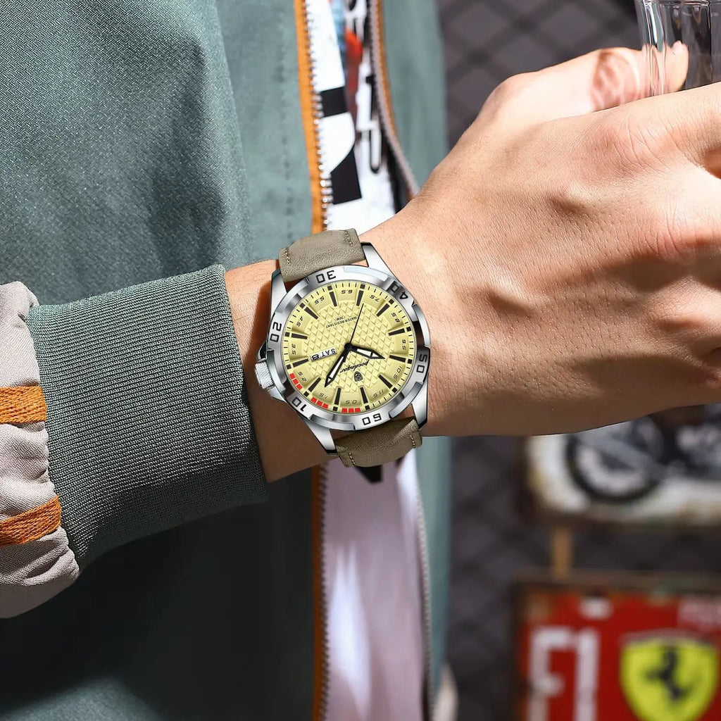 Men's Luminous Waterproof Quartz Leather Watch