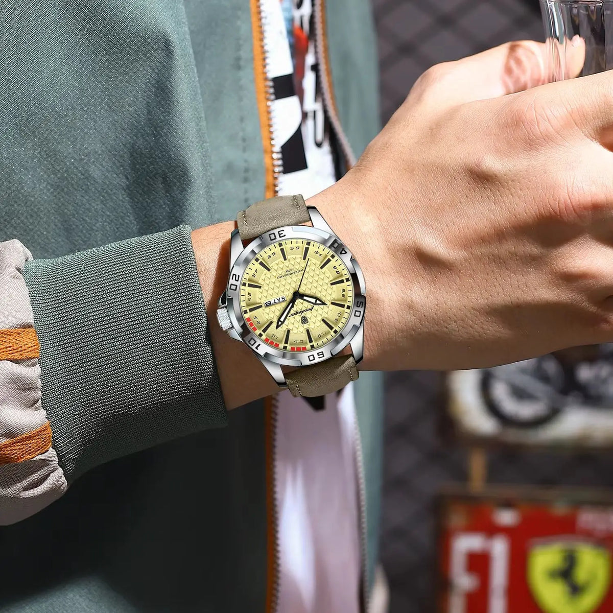 Men's Luminous Waterproof Quartz Leather Watch