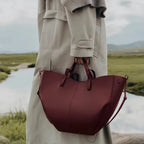 Women's Solid Color Genuine Leather Handbag Shoulder Tote Bag