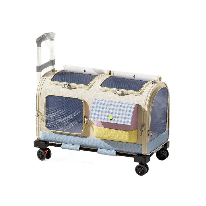Large Capacity Pet Trolley Case Backpack for Cats Dogs