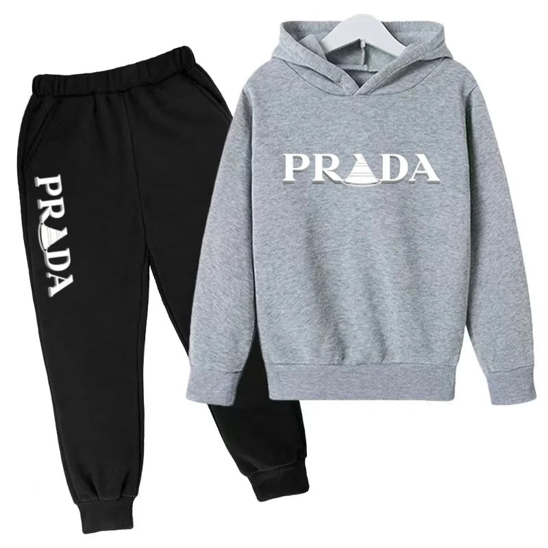 Kids' Printed Hooded Sweatshirt and Pants 2-Piece Set