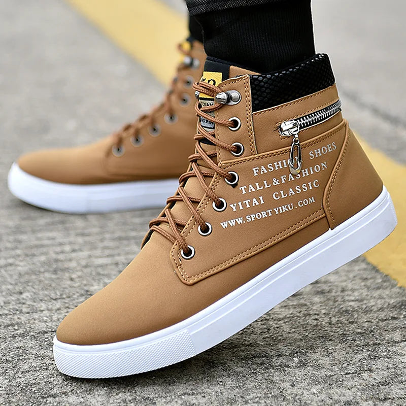 Men's High-Top Lace-Up Platform Sneakers