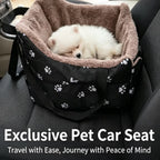 Portable Paw Print Small Dog Cat Car Booster Seat Carrier