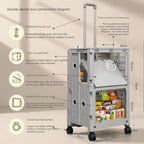 Double-layer Rolling Foldable Pet Carrier Trolley Bag for Cats Dogs